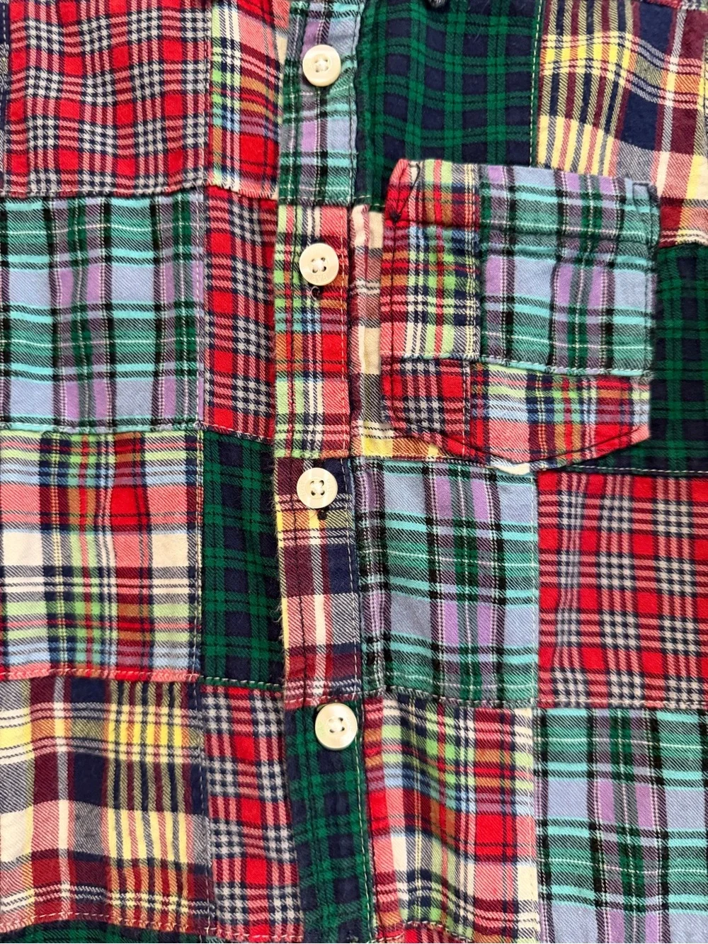 Gap Kids Patchwork Plaid Flannel Button Down Shirt Multicolor 4T